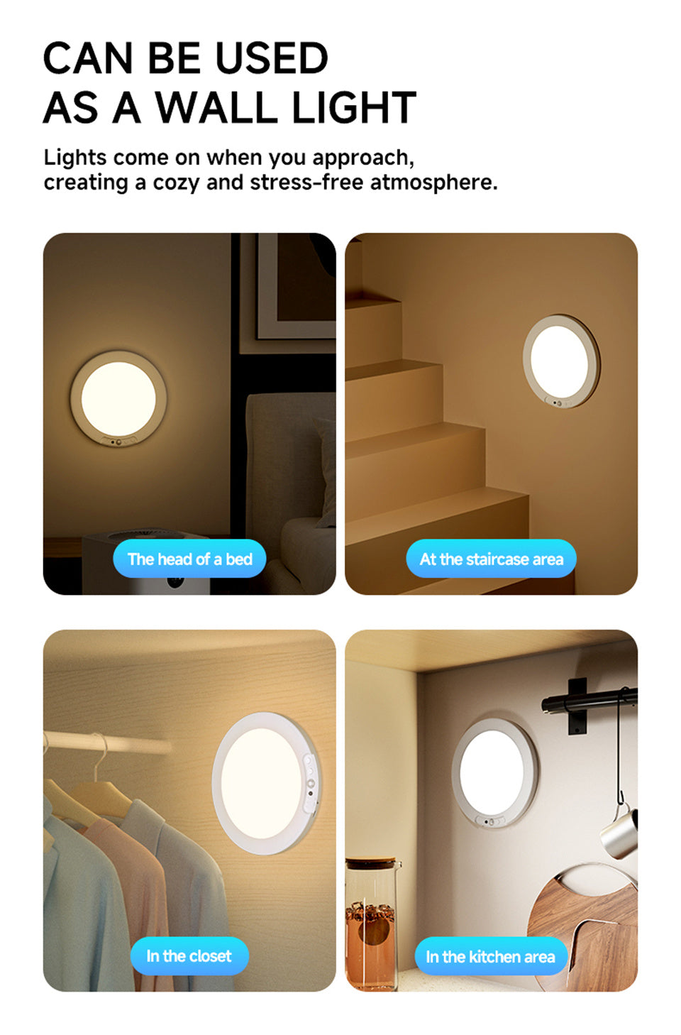 Motion Sensor Ceiling Light USB Type-C Rechargeable Magnetic Lamp Wireless Wall Lamp Remote Control LED Night Light