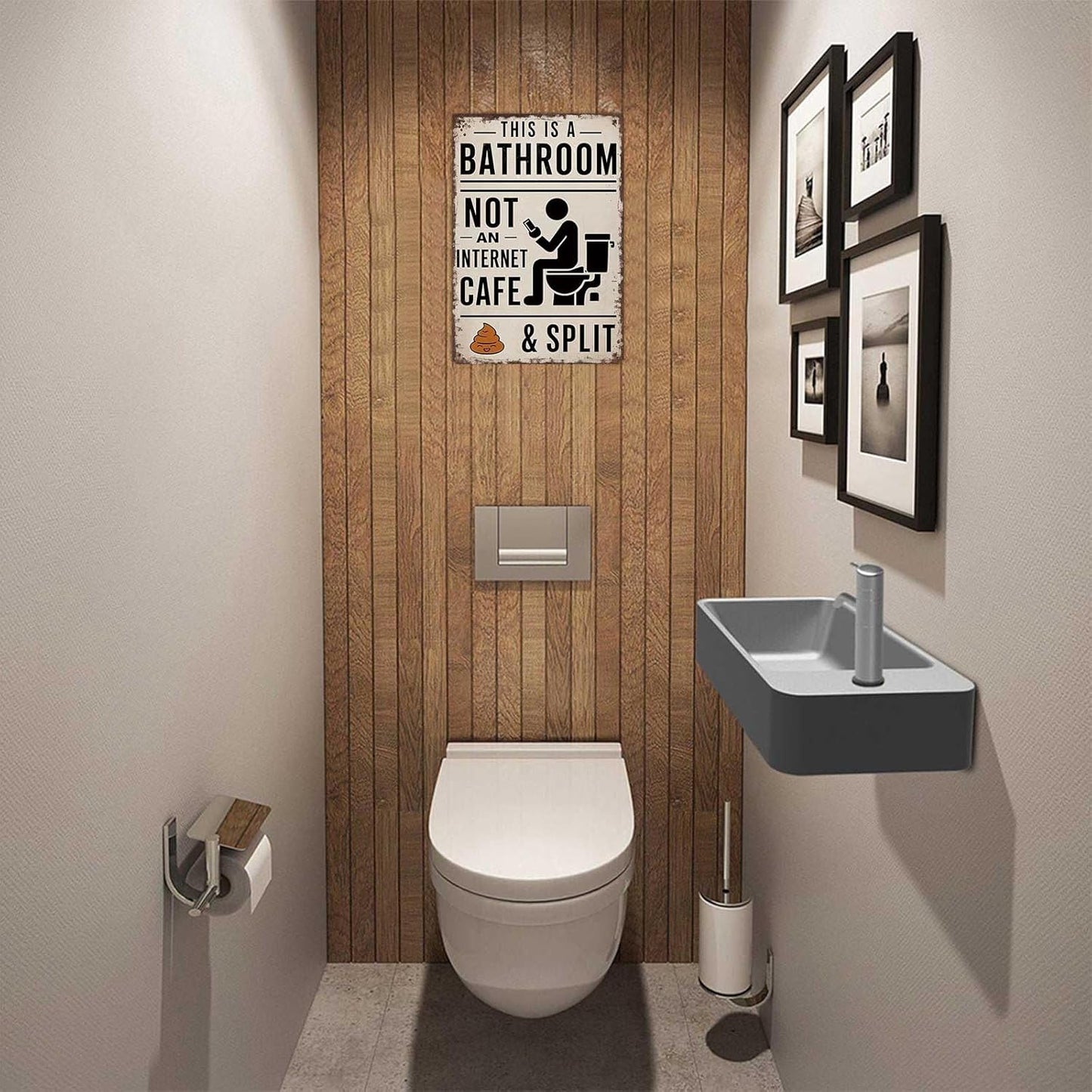 Vintage Bathroom Humor Metal Sign
